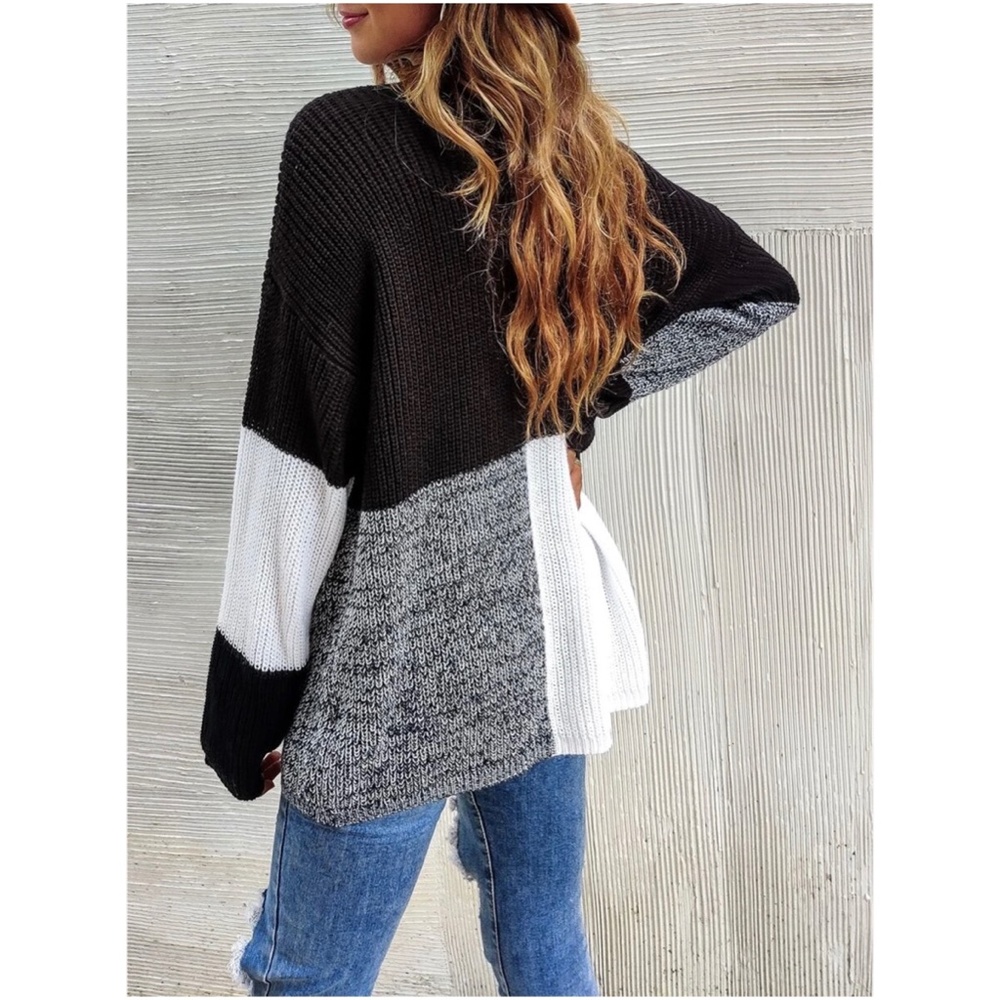 Cozy Color Block Knit Oversized Sweater Top - image 6